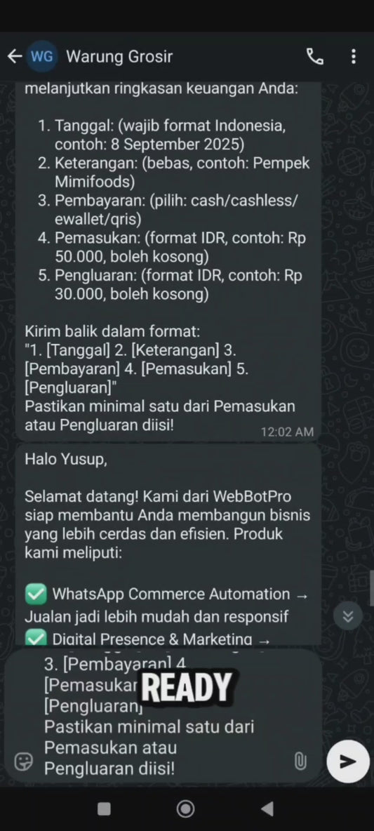 WhatsApp Bot Cashflow Automation